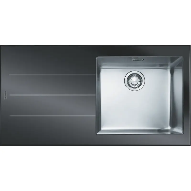 Franke Crystal CYV 611 Spüle rechts, 1000x510 mm, Edelstahl+schwarze Glas, 101.0062.560 Expressversand