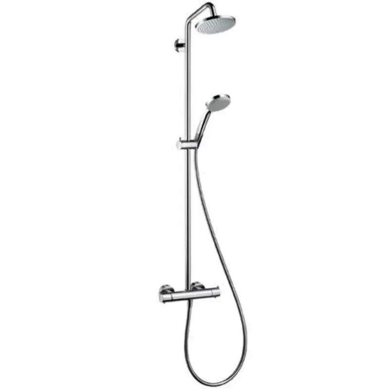 Neu Im Sortiment Hansgrohe Croma 100 Showerpipe EcoSmart mit Ecostat S und Kopfbrause 160 mm 27159000
