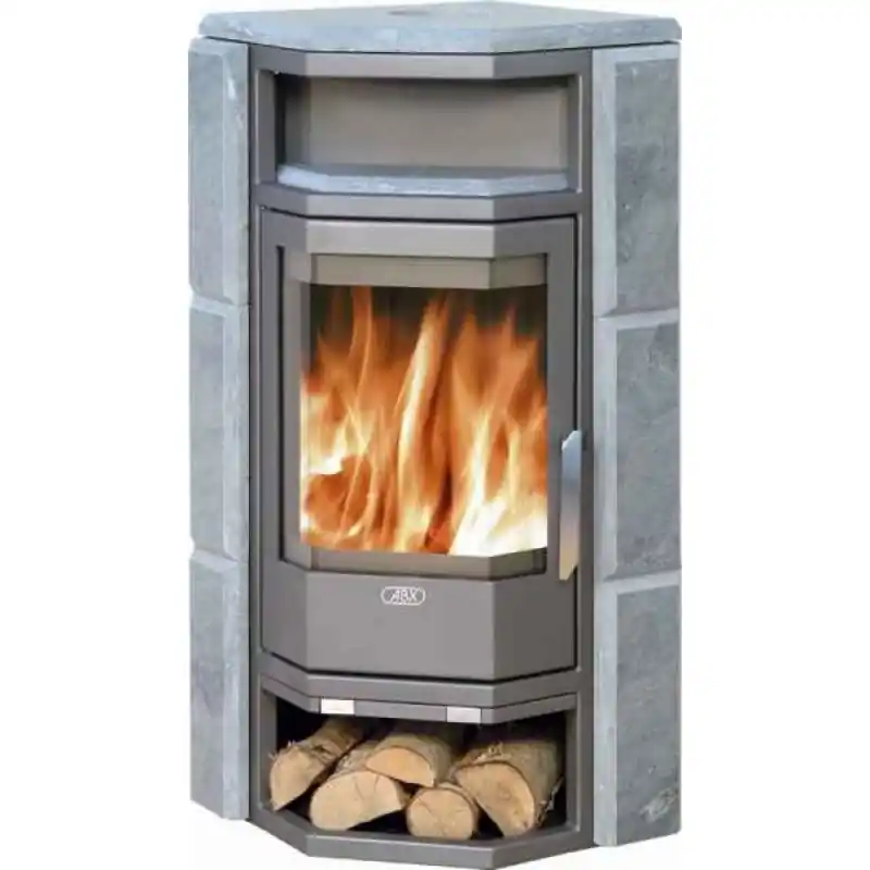 ABX KIRUNA 6 eckig, Holz-Kaminofen, graues Blech 4669-6S Bestpreis