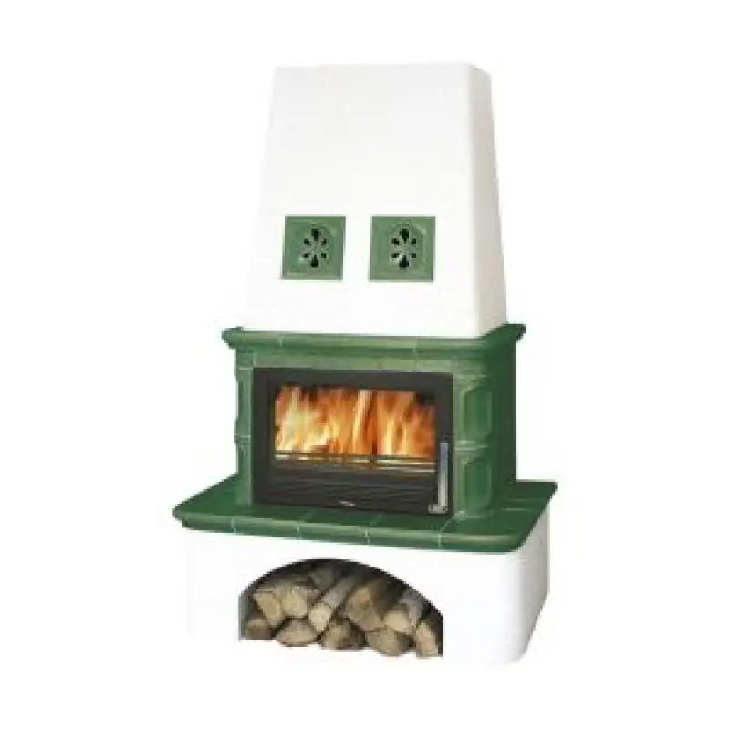 ABX LAPONIE TV Kachelofen mit Wärmetauscher 10,5kW, Blech Einsatz, grün 4012ZTV Sonderangebot