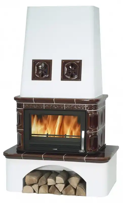 Super-Preis ABX LAPONIE TV Kachelofen mit Wärmetauscher 10,5kW, Blech Einsatz, braun 4012HTV