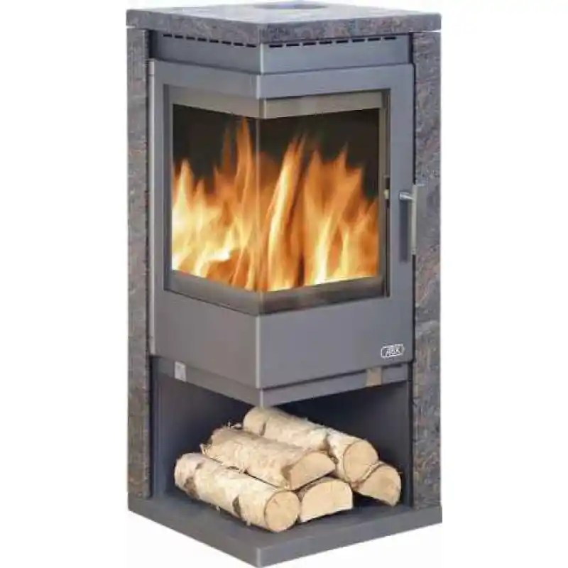 Bestseller ABX ADMIRAL E-II, Kaminofen, gebrochenes Glas, grau+Granit paradiso 4670-7P