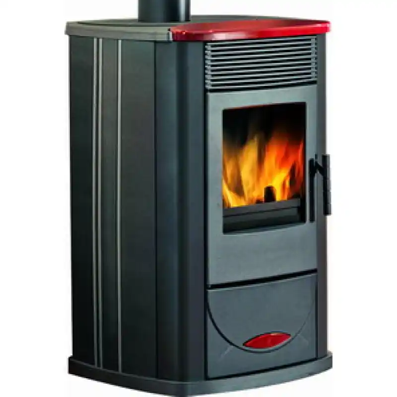 Sonderaktion Edilkamin MARIU/L Warmluft-Holzkaminofen Stahl + rot 434860