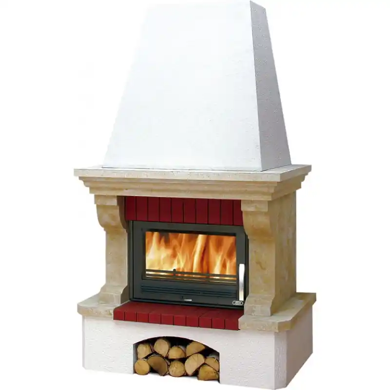 Jetzt Bestellen ABX Oxford Klasik TV-Wärmetauscher 7 kW, Wandkamin, Sockel weiß, Simse Holz