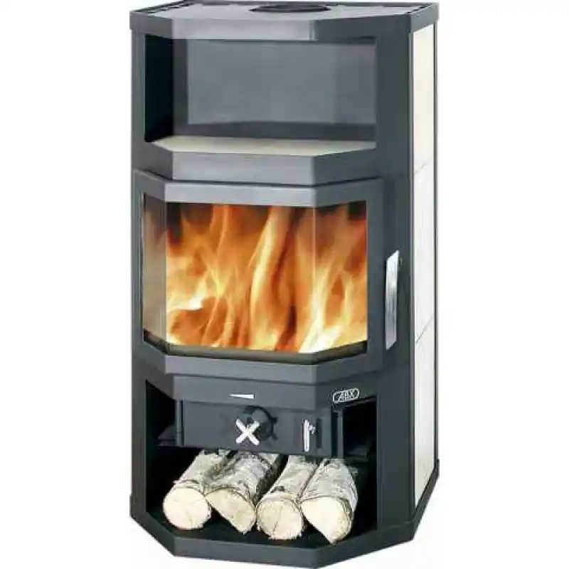 Markenprodukt ABX FJORD 4652-6 Holz-Kaminofen, geteiltes Glas, graues Blech 4652-6SD