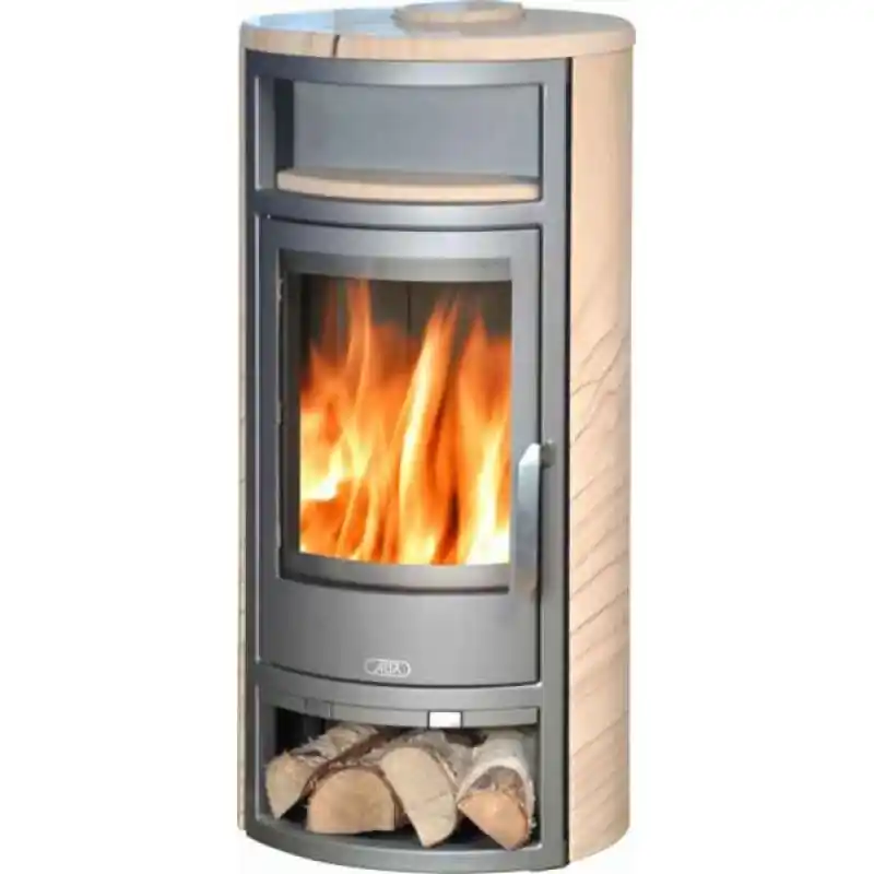 Preis Gesenkt ABX POLAR 4654-4-II Holz-Kaminofen, graues Blech+Sandstein 4654-4P