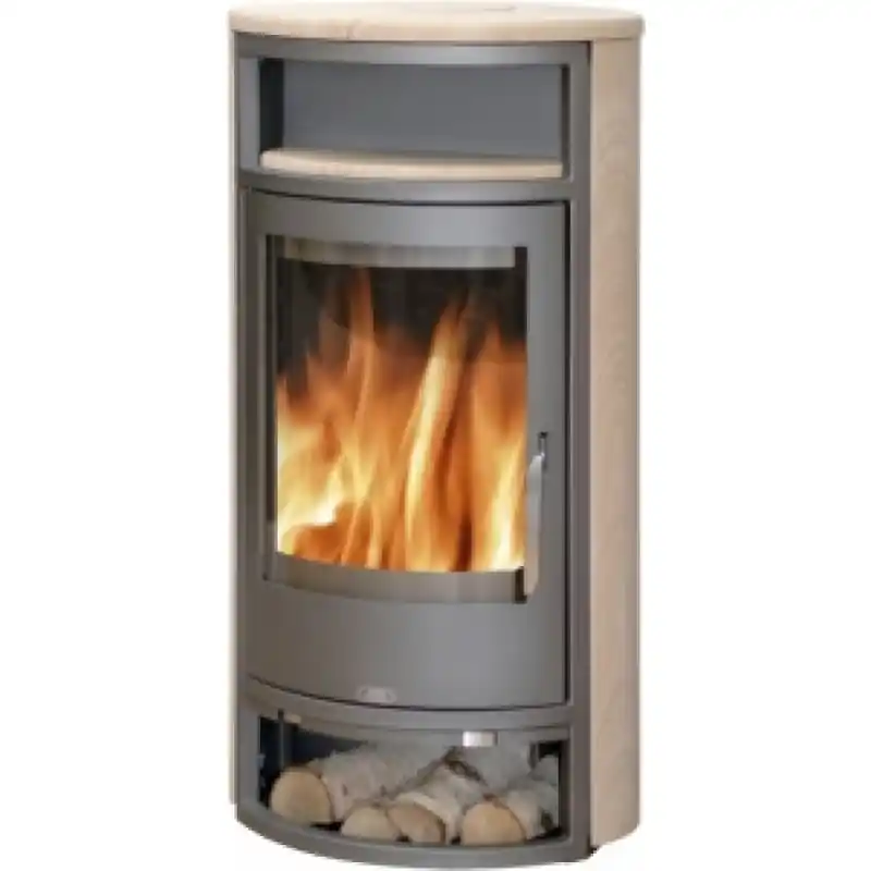 Markenprodukt ABX POLAR 4654-6-II Holz-Kaminofen, graues Blech+Sandstein 4654-6P