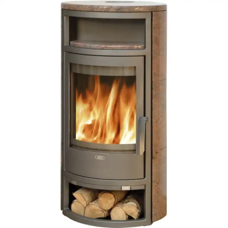 Nur Heute ABX POLAR 4654-6-III Holz-Kaminofen, graues Blech+Granit Kashmir 4654-6ZK