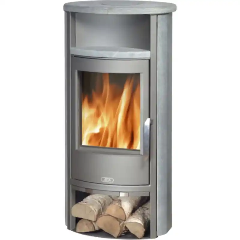 Top-Seller ABX ISLAND Holz-Kaminofen, grau+Speckstein rund 4672-5SN