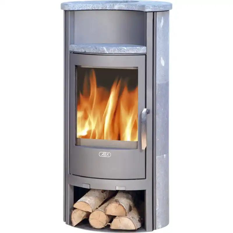 Bestpreis ABX PORI Holz-Kaminofen, grau+Speckstein flat 4671-5M