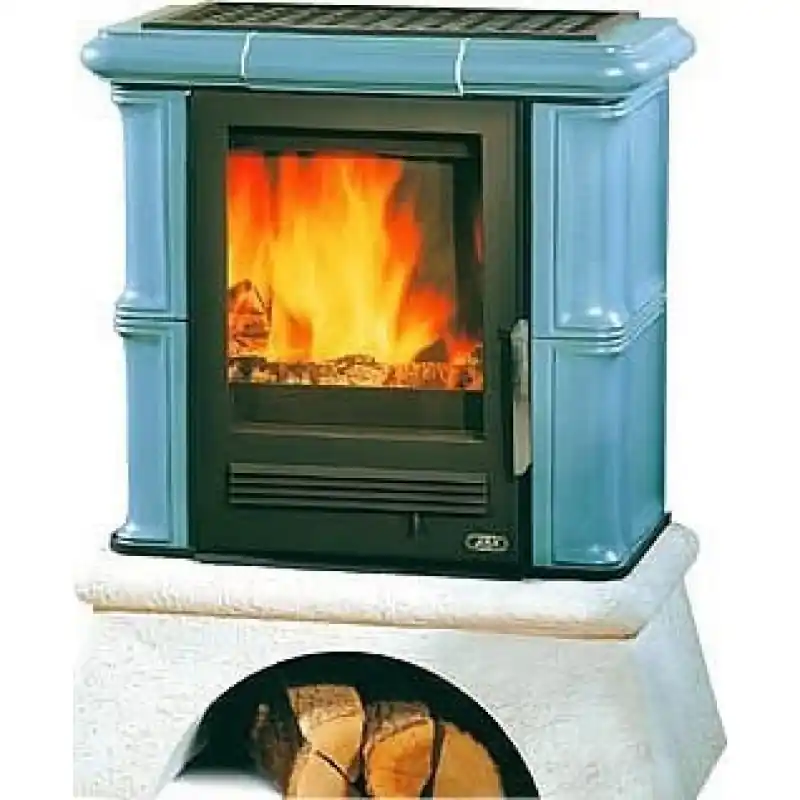 Neu Im Sortiment ABX Warmwasser-Kachelofen BAVARIA K 4634-7, Rustikalsockel, blau