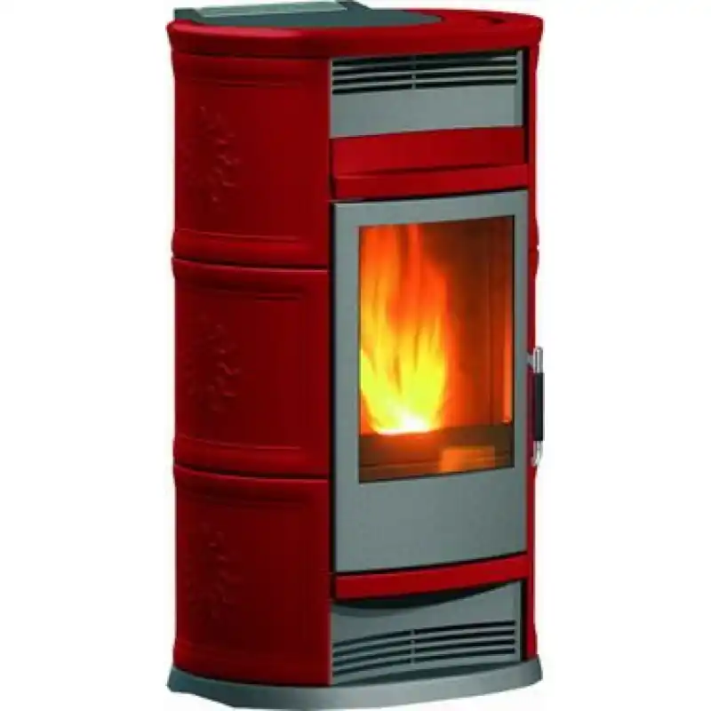Bestpreis EDILKAMIN CHIC Holz-Kaminofen luftführend, rot, 601930 ohne Ventilatoren