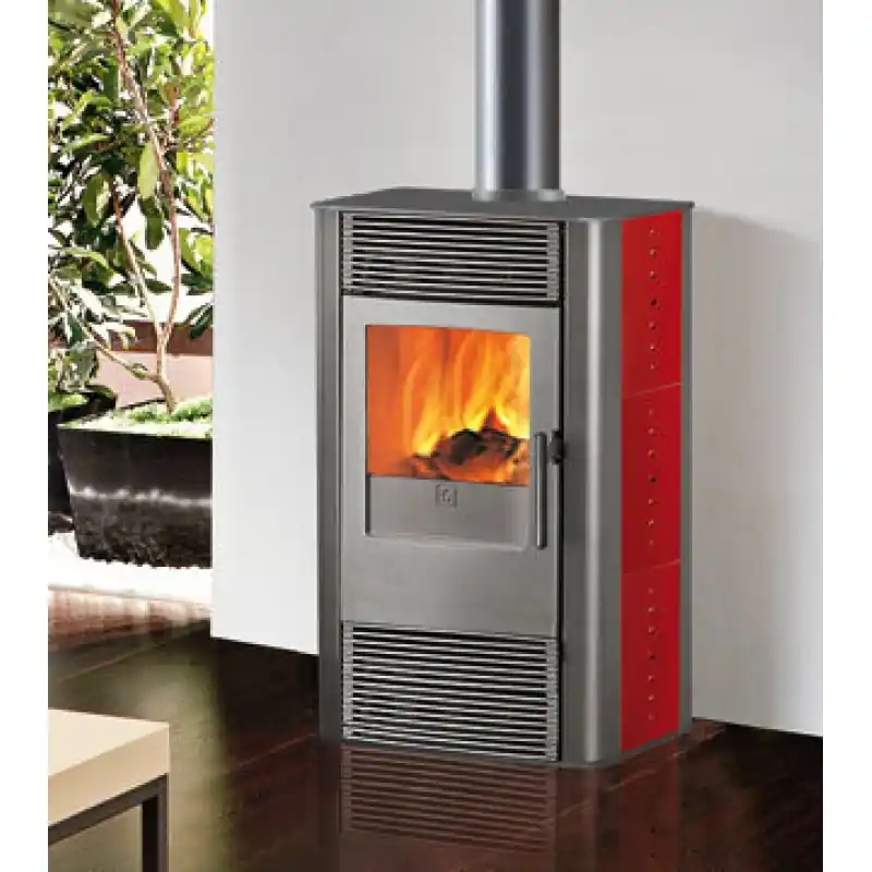 Zertifiziert EDILKAMIN FUNKY Holz-Kaminofen, luftführend, bordeaux, 641670