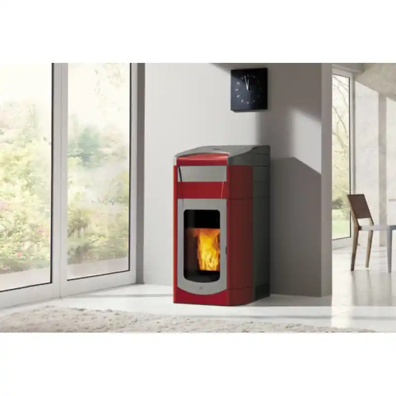 Kracherpreis EDILKAMIN QUEBEC Pellet-Kaminofen, rot, 637750