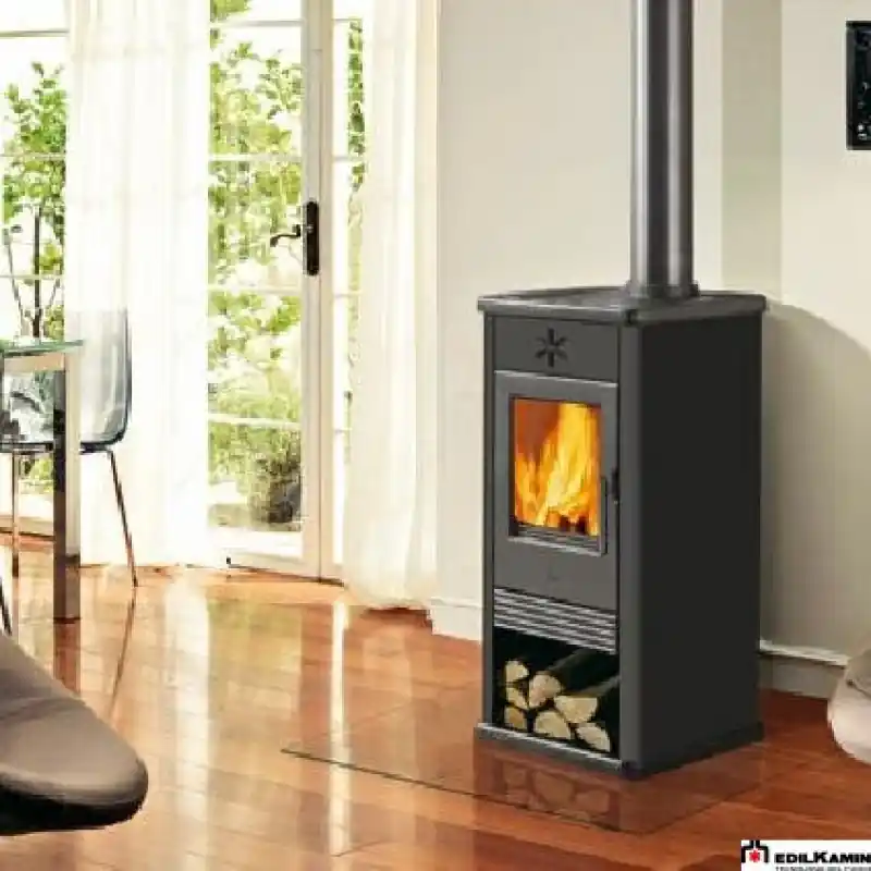Preisreduziert EDILKAMIN BLUES Holz-Kaminofen, luftführend, grau anthrazit, 641780