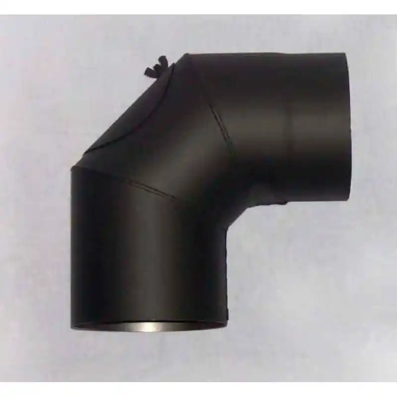 Rauchrohrknie 90° O180 x 1,5 mm mit Reinigungsöffnung schwarz Finale Aktion
