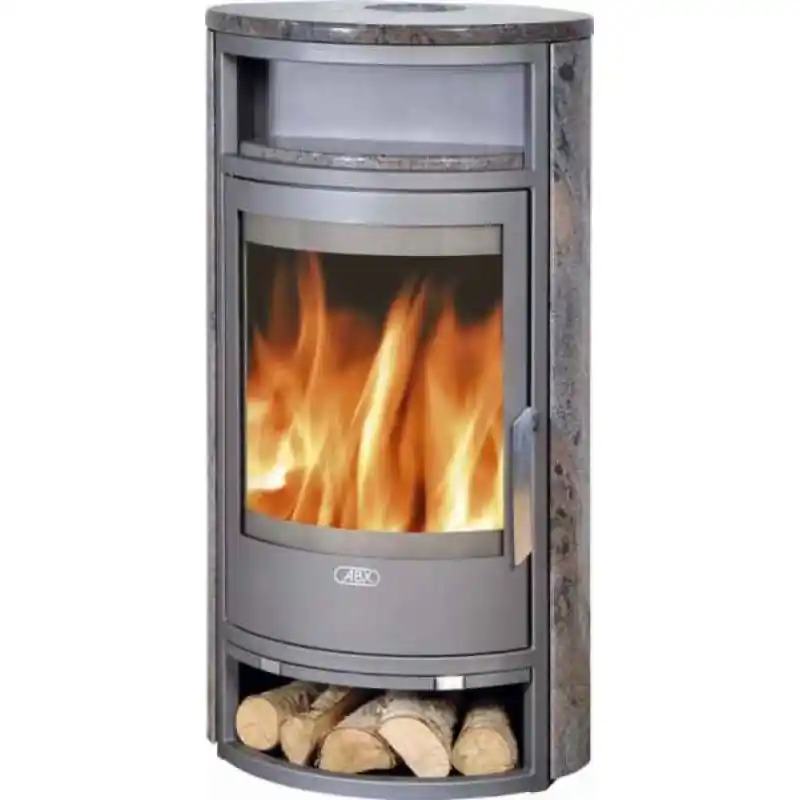 Finale Aktion ABX POLAR 10 AQUA TV, Kaminofen mit Wärmetauscher 6 kW,grau+Granit kashmir, Polar10SZK