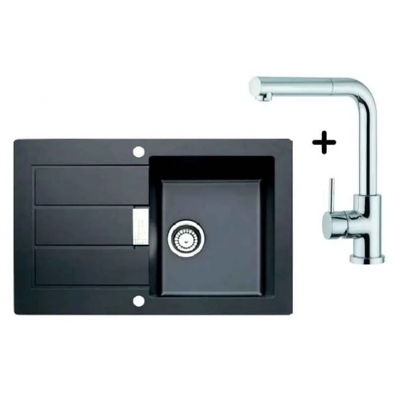 Franke SET T2 Tectonite Spüle SID 611-78 schwarz + Küchenarmatur FN 0147 Ausverkauf