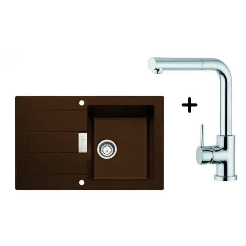 Sichere Zahlung Franke SET T2 Tectonite Spüle SID 611-78 chocolate + Küchenarmatur FN 0147