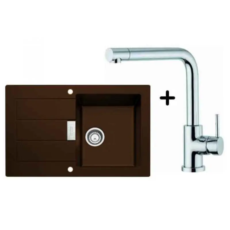 Franke SET T14 Tectonite Spüle SID 611-78 chocolate + Küchenarmatur Samoa Abverkauf
