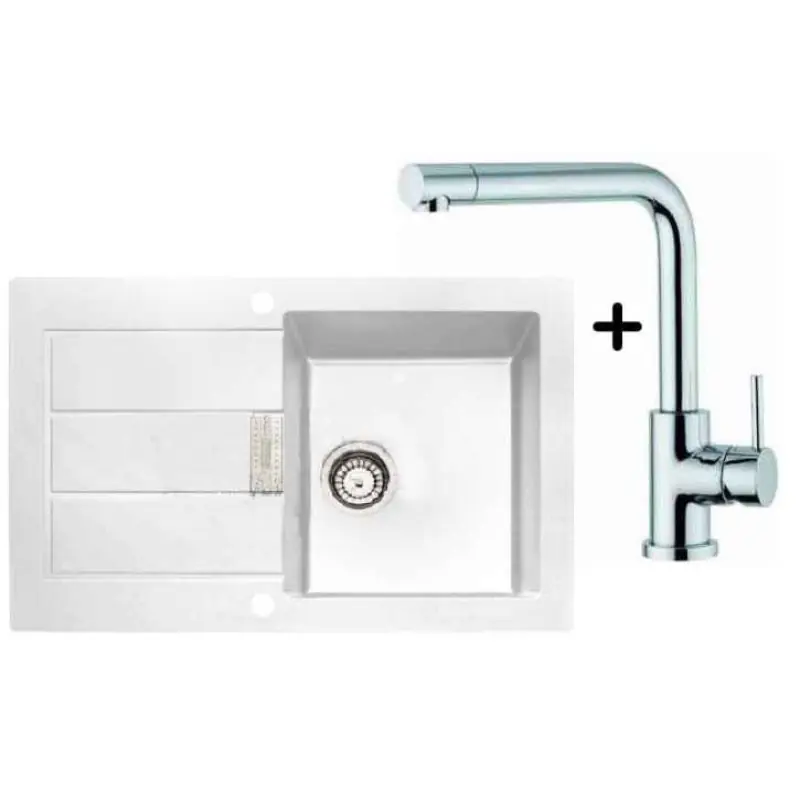 Schneller Versand Franke SET T14 Tectonite Spüle SID 611-78 weiß + Küchenarmatur Samoa
