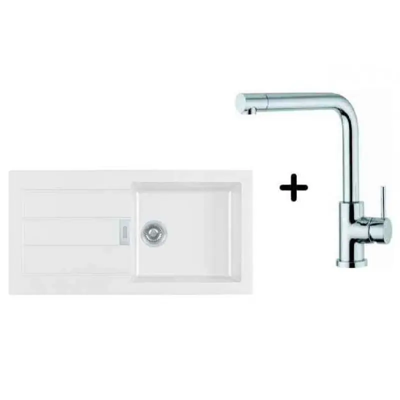 Preisknaller Franke SET T15 Tectonite Spüle SID 611 weiß + Küchenarmatur Samoa