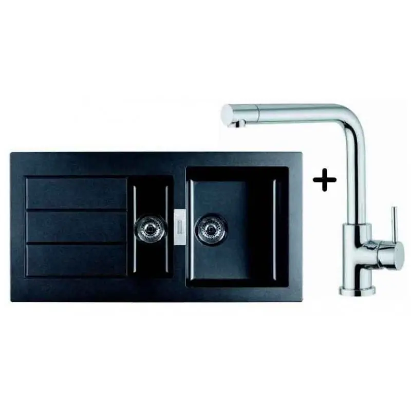 Franke SET T16 Tectonite Spüle SID 651 schwarz + Küchenarmatur Samoa Sonderangebot