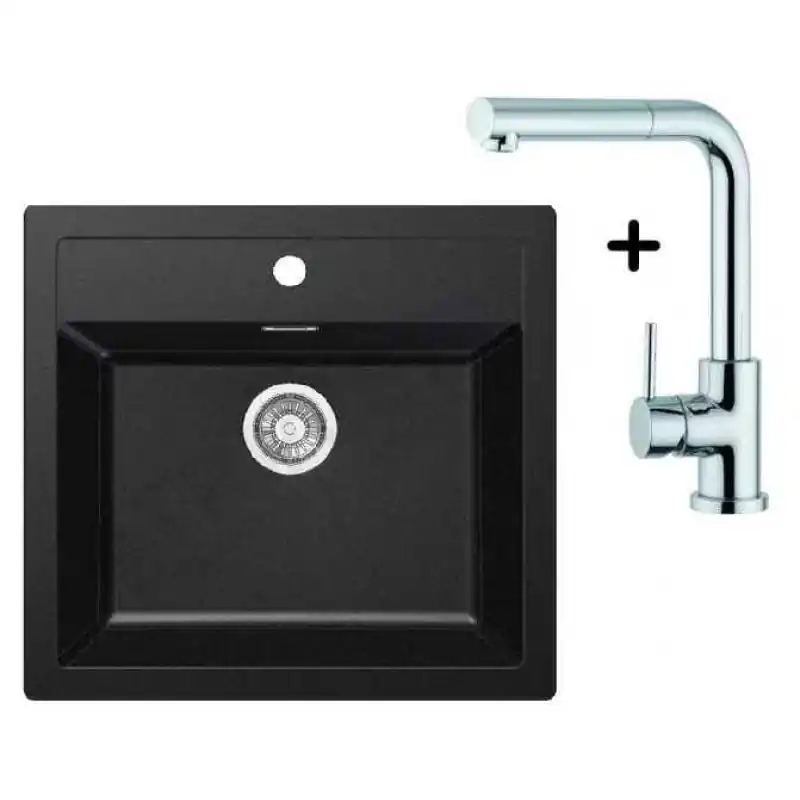 Franke SET T12 Tectonite Spüle SID 610 schwarz + Küchenarmatur FN 0147 Nur Heute