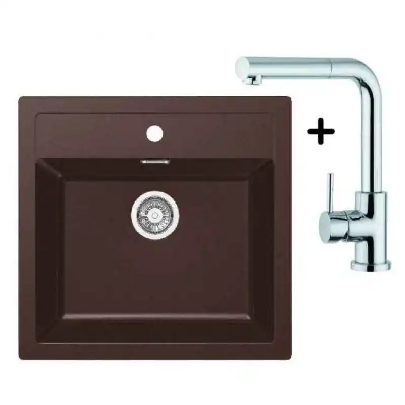 Top-Seller Franke SET T12 Tectonite Spüle SID 610 chocolate + Küchenarmatur FN 0147