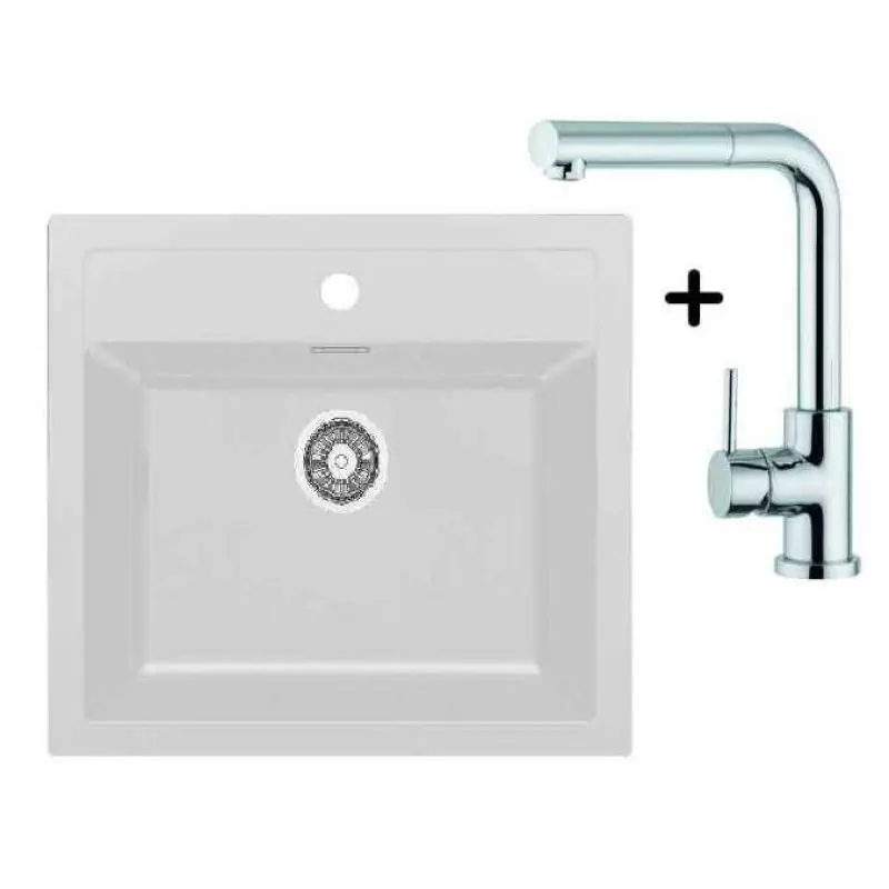 Begrenztes Angebot Franke SET T12 Tectonite Spüle SID 610 weiß + Küchenarmatur FN 0147