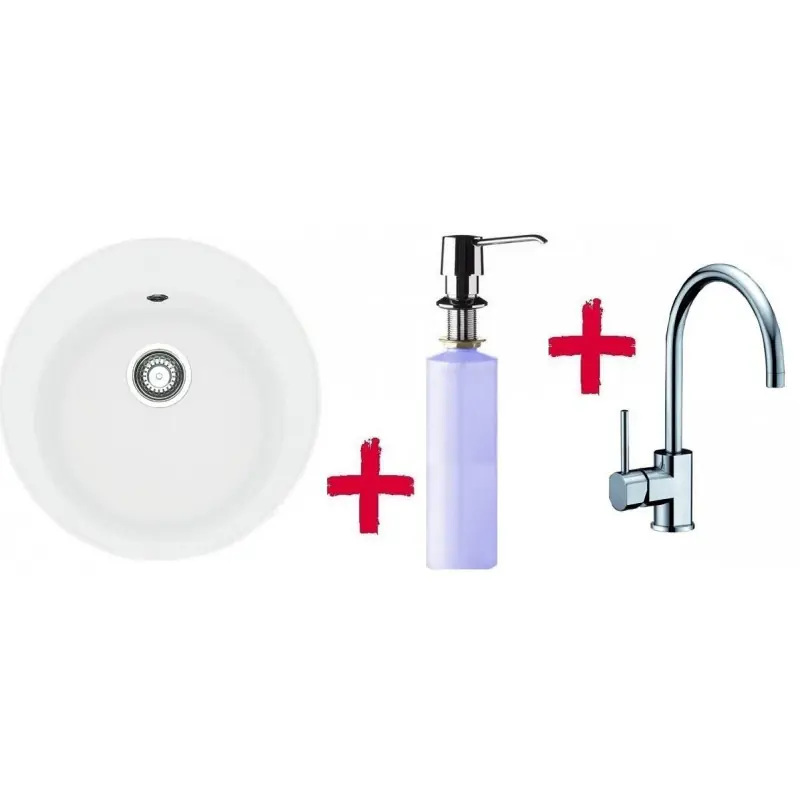 Franke SETG32 Fragranit Spüle ROG 610.094 weiß + Küchenarmatur FC 650 + Spülmittelspender Top-Angebot
