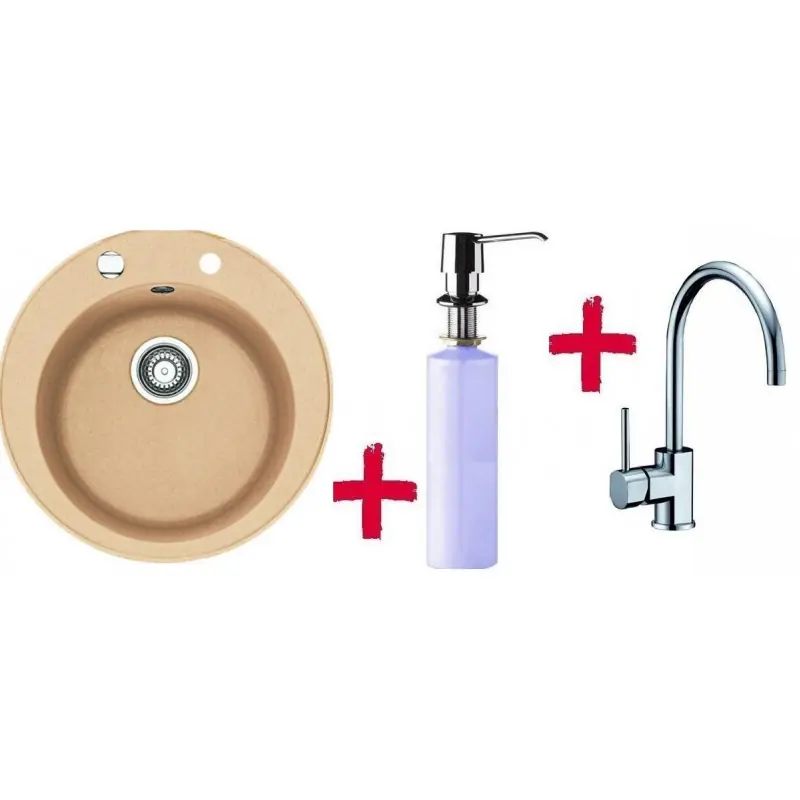 Franke SETG32 Fragranit Spüle ROG 610.082 sahara + Küchenarmatur FC 650 +Spülmittelspender Top-Seller