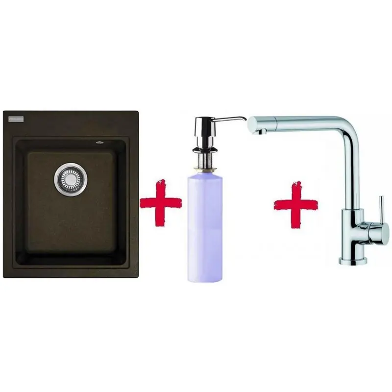 Franke SET G33 Fragranit Spüle KSG 218.071 onyx + Küchenarmatur Samoa + Spülmittelspender Online Kaufen