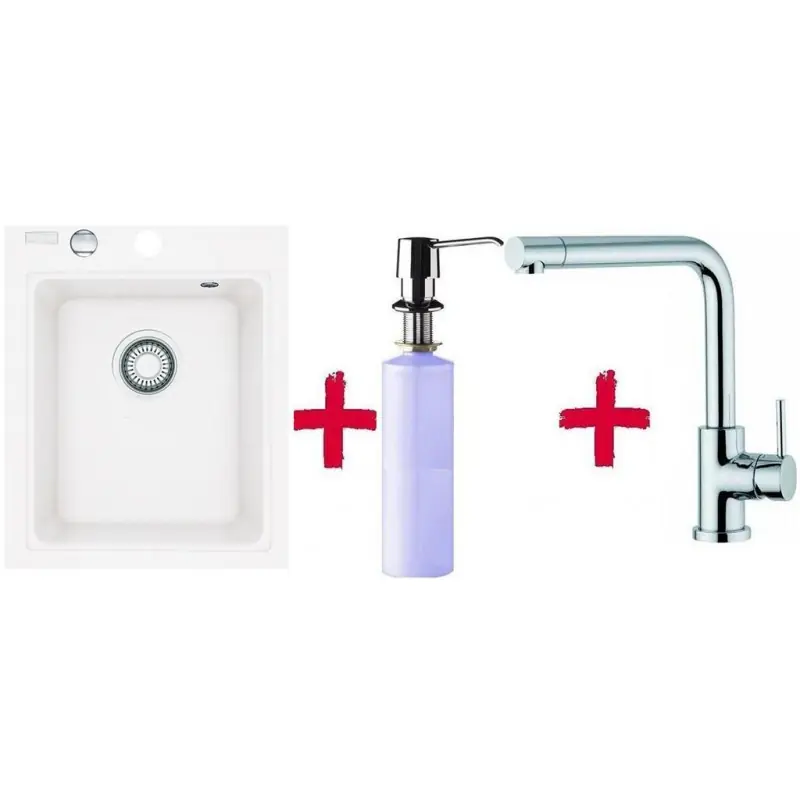 Franke SET G33 Fragranit Spüle KSG 218.094 weiß + Küchenarmatur Samoa + Spülmittelspender Sonderangebot