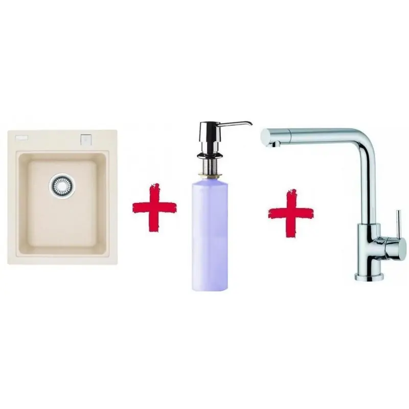 Billig Franke SET G33 Fragranit Spüle KSG 218.073 Magnolia+ Küchenarmatur Samoa+Spülmittelspender