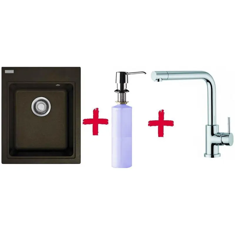 Preiswert Franke SET G33 Fragranit Spüle KSG 218.070 braun + Küchenarmatur Samoa + Spülmittelspender