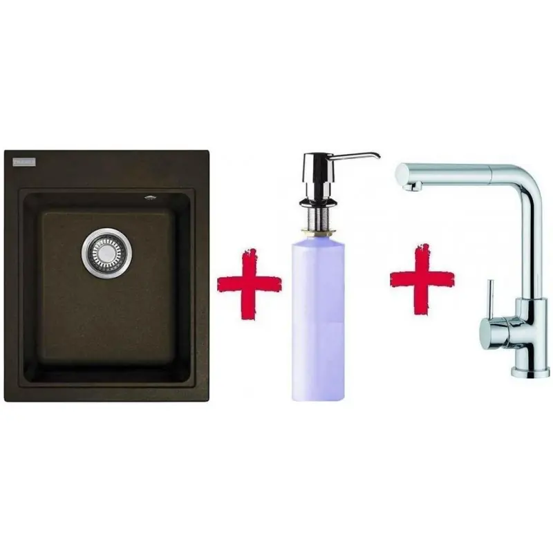 Franke SET G34 Fragranit Spüle KSG 218.070 braun + Küchenarmatur FN 0147+Spülmittelspender Markenprodukt
