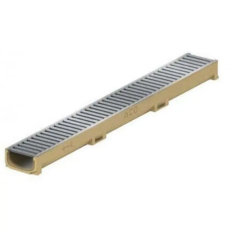 Neu Im Sortiment ACO Euroline 60 Flachrinne 1 m, H=5,8 cm, inkl. verzinktem Stegrost 416922