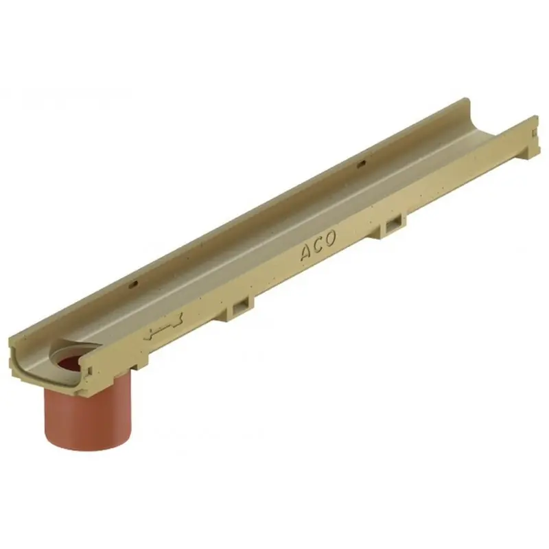 Top-Seller ACO Euroline 60 Flachrinne 1 m, H=5,5 cm, mit Ablaufstutzen DN/OD 110, ohne Rost 810010