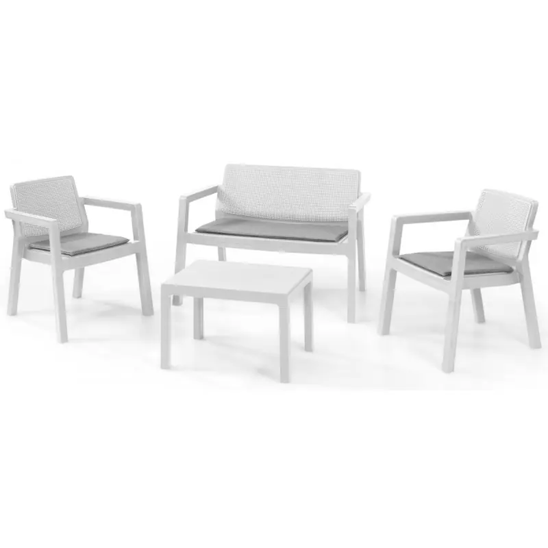 KETER EMILY PATIO Lounge Set 7-teilig mit Sitzauflagen, weiß/grau 17209816 Sonderangebot