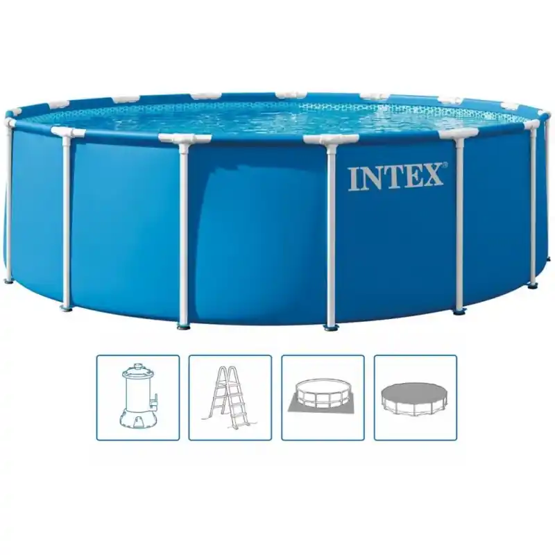 Ausverkauf INTEX METAL FRAME Pool 457 x 122 cm mit 220–240-V-Filteranlage 28242ND