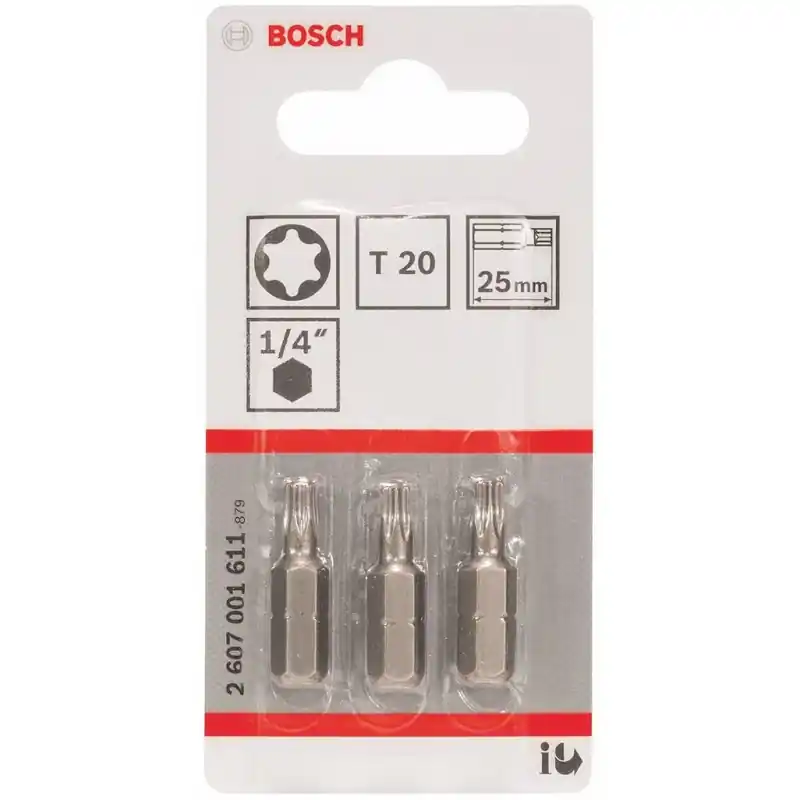 Günstig BOSCH Schrauberbit Extra-Hart, T20, 25 mm, 3er-Pack 2607001611