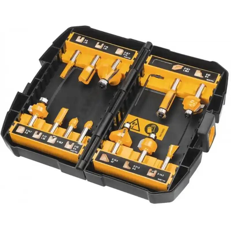 Billig DeWALT DT90016-QZ Fräser-Set 12-teilig mit 8 mm Schaft