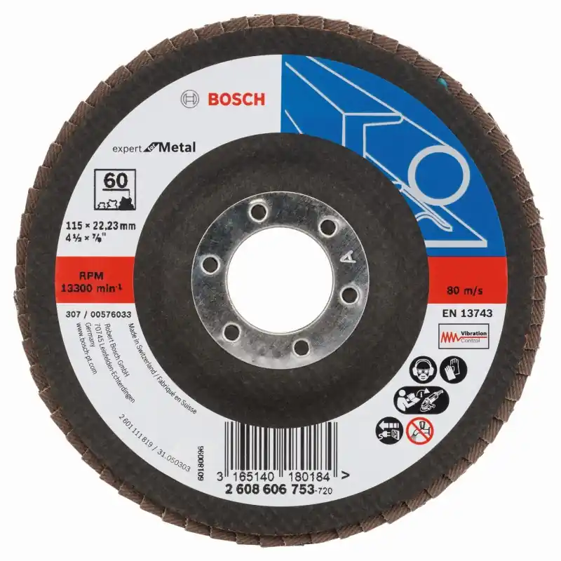 Begrenztes Angebot BOSCH Expert for Metal Fächerschleifscheibe X551, 115x22,23mm, 60, gewinkelt 2608606753