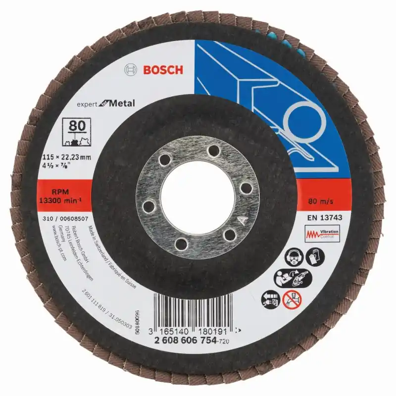 BOSCH Expert for Metal Fächerschleifscheibe X551, 115x22,23mm, 80, gewinkelt 2608606754 Garantierte Lieferung