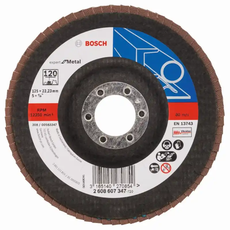 BOSCH Expert for Metal Fächerschleifscheibe X551, 125x22,23mm, 120, gewinkelt 2608607347 Sichere Zahlung