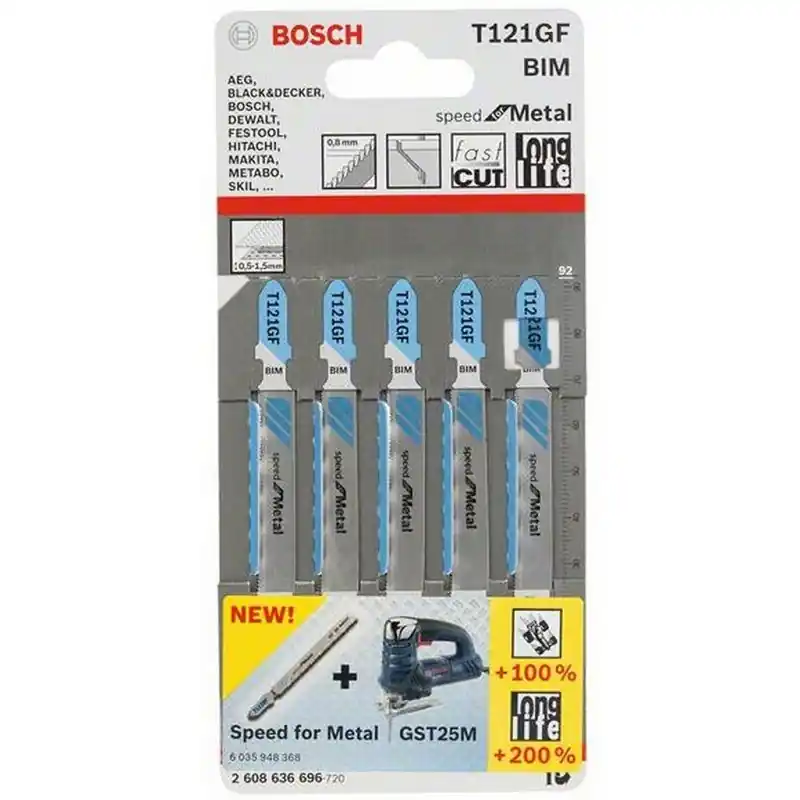 Preiswert BOSCH 5x Stichsägeblatt T 121 GF Speed for Metal 2608636696