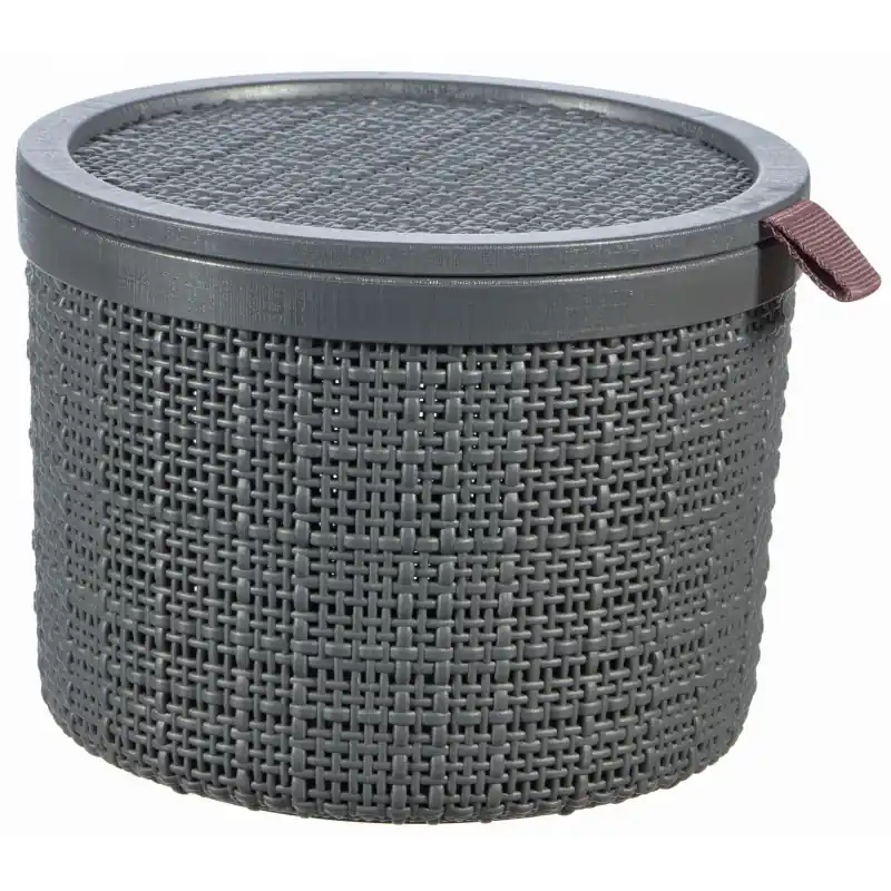 Günstig CURVER JUTE 2L Box rund mit Deckel 17 x 17 x 13 cm, dunkelgrau 01903-G44