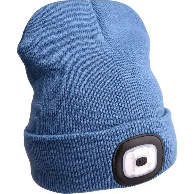 Ausverkauf Wintermütze mit LED-Beleuchtung Blau USB aufladbar