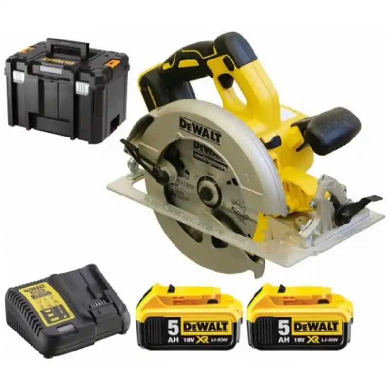 Billig DeWALT DCS570P2 Akku-Kreissäge (Max. Schnitttiefe 64mm/184mm) XR (18V/2x5,0Ah) TSTAK